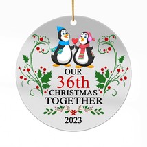 Our 36th Anniversary Christmas 2023 Acrylic Ornament 36 Year Penguin Couple Gift - £12.60 GBP