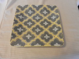 Ceramic Square Platter from Bee&#39;s Knees Summer Pattern, Gray, Yellow White - £27.94 GBP