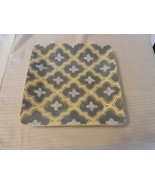 Ceramic Square Platter from Bee&#39;s Knees Summer Pattern, Gray, Yellow White - £27.36 GBP