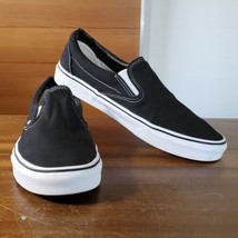 Vans Men&#39;s Sneakers Size 11.5 Black Canvas Loafers Slip-on Elastic Flat ... - $58.80