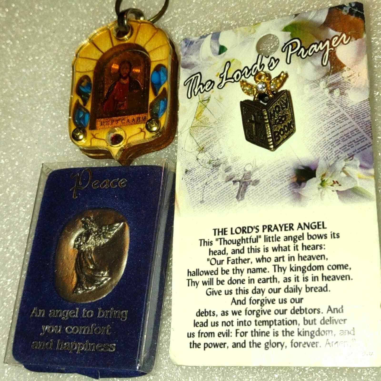Beautiful religious lot trio~silver pocket angel~Jesus keychain~ Angel b... - $19.80