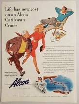 1947 Print Ad Alcoa Steamship Company Caribbean Cruise Cartoon Passengers - £9.33 GBP