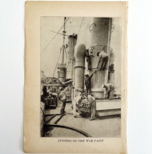 1914 WW1 Print War Paint On Battleship Antique Military Period Collectible Item image 2