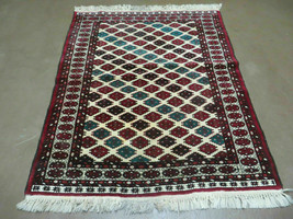 3&#39; X 4&#39; Vintage Handmade Pakistan Bokhara Turkoman Balouch Wool Rug Mat Nice - £254.39 GBP