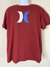 Hurley Men Size L Red Logo Shirt Short Sleeve Cotton  - $9.34