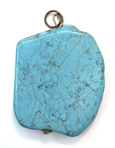 Large Faux Turquoise Howlite Statement Pendant for Necklace  Approx 2&quot; x 1.5&quot; - £11.99 GBP