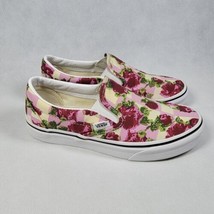 Vans Off The Wall Men 5.5 Women 7 White Tropical Floral Print Slip On Shoes - $29.96