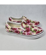 Vans Off The Wall Men 5.5 Women 7 White Tropical Floral Print Slip On Shoes - £23.56 GBP