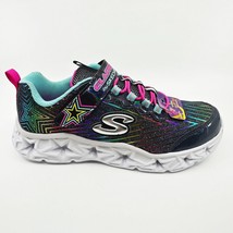 Skechers Elastika Black Sparkly Rainbow Kids Girls Size 3 Sneakers - $39.95