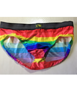 Carl Wesley Men&#39;s Rainbow Swim Pool Hangout Pride Parade Briefs  M 32&quot; 34&quot; - $17.35