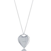 Sterling Silver Diamond-Cut Star Heart Locket W/chain - £95.46 GBP