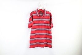 New Oakley Mens Medium O Logo Striped Short Sleeve Collared Golf Polo Shirt Red - $49.45