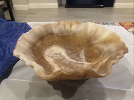 Imperial Glass Ruffled Brown Caramel Slag Glass Bowl Roses Vintage - £15.51 GBP