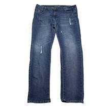Vip Jeans Womens Blue Straight Mid Rise Stretch Button Dark Wash Denim Pants - £20.23 GBP