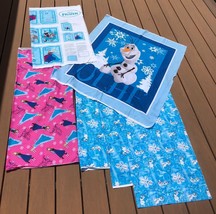 Disney&#39;s Frozen Fabric Lot Sisters Forever Tossed Olaf Panel Book 5yds Springs - £42.06 GBP
