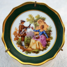 LIMOGES France Porcelain Courting Couple Miniature PLATE with Hanger/Stand #5 - £15.95 GBP