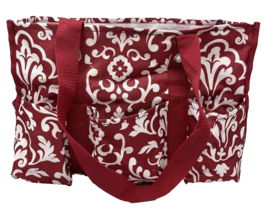 Thirty-One Large Soft Side Tote w/ Pockets Red/White - £14.88 GBP