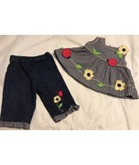 WonderKids Girls Sz 18M Outfit Ladybug Floral Navy Plaid Shirt Denim Pan... - £9.39 GBP