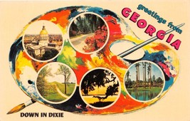 Greetings From Georgia~Down In Dixie~Painters Palette W/ Photos Postcard 1960s - £6.17 GBP