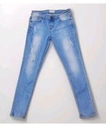 Gogo Jeans Womens Juniors Size 3 Blue Denim Skinny Stretch Distressed Ri... - $14.84