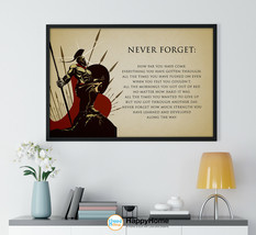 Spartan Warrior Motivational Inspiration Quotes Poster Wall Decor Never Forget - £20.20 GBP+