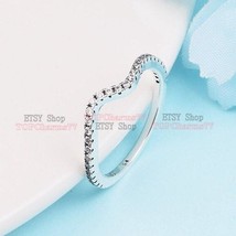 2023 Valentine&#39;s day Release 925 Sterling Silver Sparkling Wave Ring With CZ  - £12.70 GBP