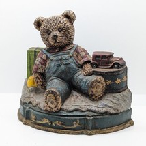 Vintage Cast Iron Door Stop, Teddy Bear, Hand Painted - £31.89 GBP