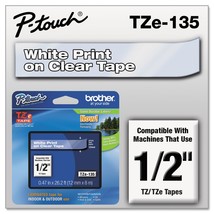 Brother Intl TZ135 1/2 White ON Clear Tape (TZ135) - £33.81 GBP