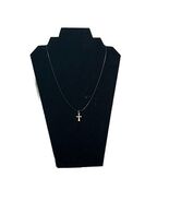 Silver Cross Pendant On Leather Cord - $10.93