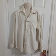 Tommy Bahama Shirt Mens XL Button Up Pocket Long Sleeve Silk Cream Beige - £14.91 GBP