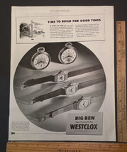 Vintage Print Ad Big Ben Westclox Watches Time to Build Wartime 13.5&quot; x 10.5&quot; - £11.92 GBP