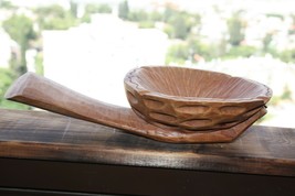 Old Vintage Hand Carved Turned Wooden Kovsh Ashtray Rustic Home Decor Folk Art - £28.65 GBP