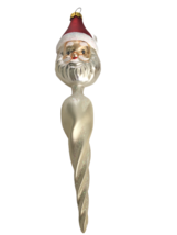 Dept 56 Christmas Ornament Santa Icicle Top Red Hat White Glitter Santa Face - £9.43 GBP