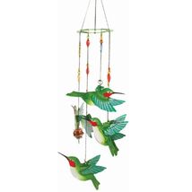 Spoontiques Green Hummingbird Hand Painted Wind Chime Outdoor Windchime ... - $25.60