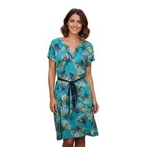 Lilly Pulitzer Shirt Dress Womens Large Blue Green Floral Silk Cotton Ti... - $42.74