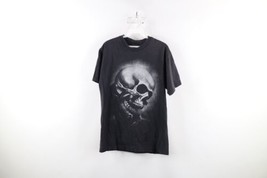 Vtg 90s Streetwear Mens Medium Faded Skull Skeleton Short Sleeve T-Shirt Black - $44.50