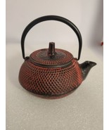 Japanese Cast Iron Mini One Cup Teapot Infuser Tetsubin Red Black Handle... - £20.95 GBP