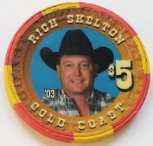 Las Vegas Rodeo Legend Rich Skelton &#39;03 Gold Coast $5 Casino Poker Chip - £15.65 GBP