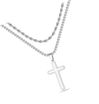 Stainless Steel Cross Necklaces for Men Rope Chain - £37.39 GBP