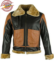 Men&#39;s Bomber Faux Fur Shearling Real Genuine Leather Jacket - £97.69 GBP