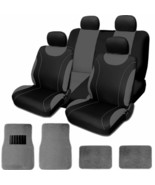 For Kia New Black and Grey Flat Cloth Car Truck Seat Covers Carpet Mat Set  - £35.77 GBP