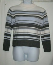 Croft &amp; Barrow Misses MEDIUM Mock Turtleneck Sweater Blue Gray Striped T... - $10.46