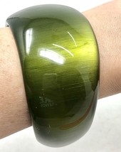 Chunky BANGLE Bracelet Green Yellow Black Swirl Colors - £15.27 GBP