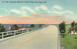 Linen Postcard Pigeon Key Florida Sea Going Highway to Key West Unposted - $10.95