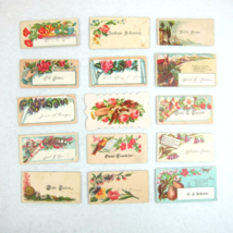 Antique Victorian Calling Cards Lot of 15 Floral Birds Fruit &amp; Poetry Ve... - $29.99