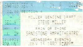 Vintage Steve Miller Ticket Stub Juillet 15 1992 Grès Amphitheatre Kansas - £27.86 GBP