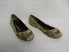 Juicy Couture New Womens Anita Gold Sequins Leather Flats 6 M Shoes  - £86.24 GBP