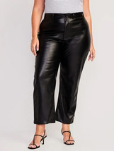 Old Navy Faux Leather Cropped Wide Leg Pants Womens 20 Black NEW - £21.26 GBP