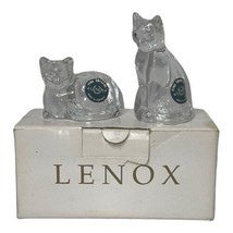 VINTAGE LENOX FINE CLEAR CRYSTAL PAIR OF CATS SALT AND PEPPER SHAKERS - $38.34
