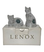 VINTAGE LENOX FINE CLEAR CRYSTAL PAIR OF CATS SALT AND PEPPER SHAKERS - £29.99 GBP